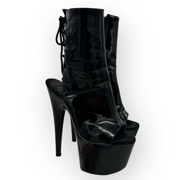 Pleaser Shoes - Pleaser Platform Adore 1018 Heels Womens 6 Black Lace Zip Up Dancer Pole Exotic